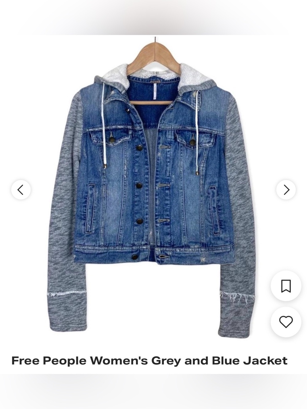 Urban Outfitters Blue Denim Jacket with Grey Knit Sleeves